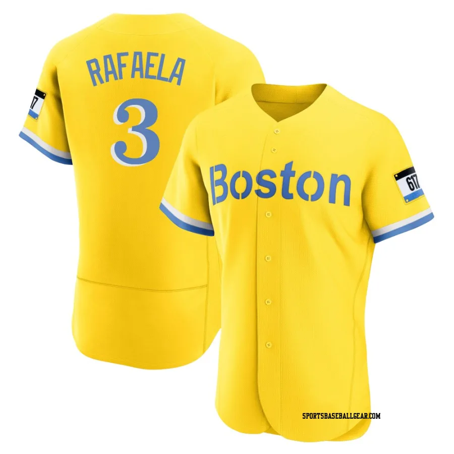 Ceddanne Rafaela Men's Boston Red Sox Gold/Light Authentic Blue 2021 City Connect Jersey