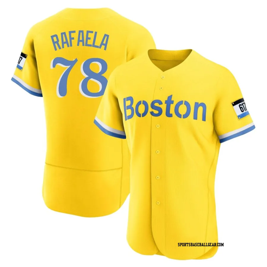 Ceddanne Rafaela Men's Boston Red Sox Gold/Light Authentic Blue 2021 City Connect Jersey