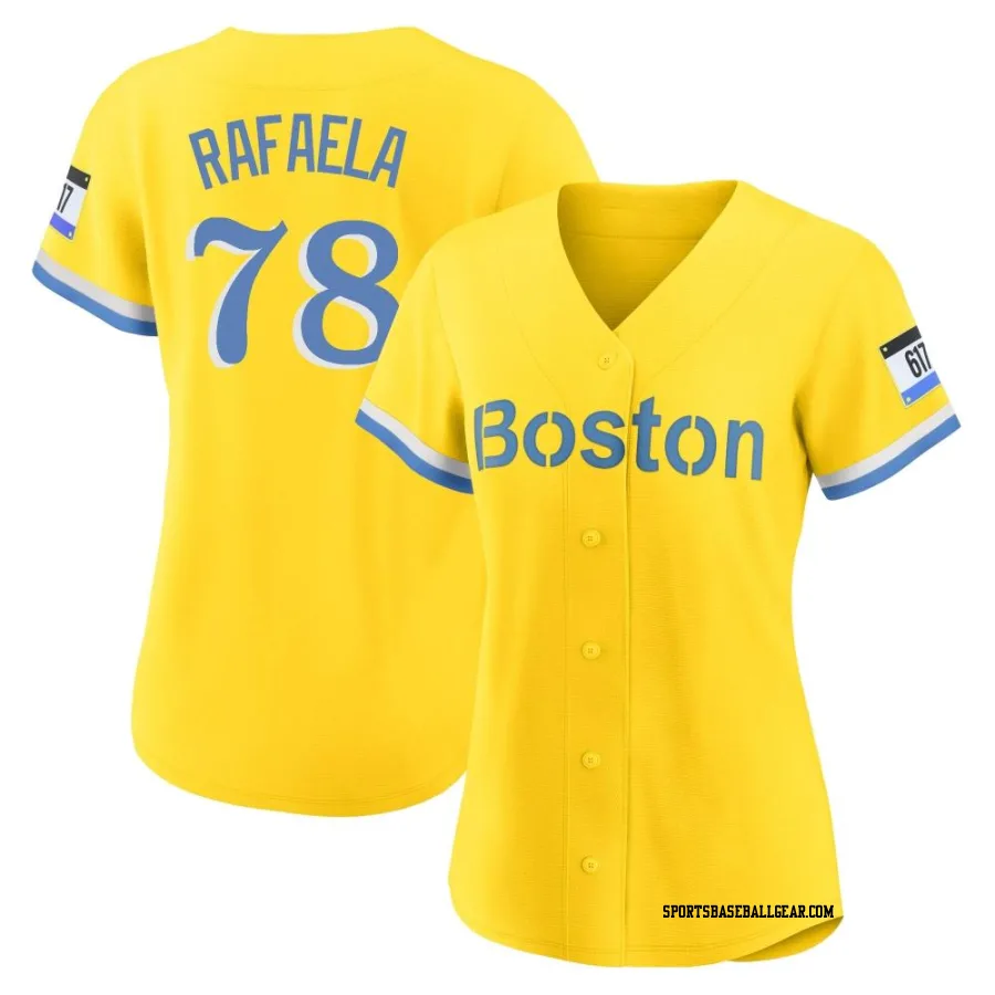 Ceddanne Rafaela Women's Boston Red Sox Gold/Light Replica Blue 2021 City Connect Player Jersey