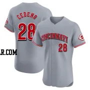 Cesar Cedeno Men's Cincinnati Reds Gray Elite Road Jersey