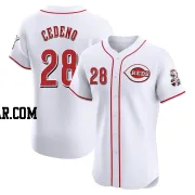 Cesar Cedeno Men's Cincinnati Reds White Elite Home Patch Jersey