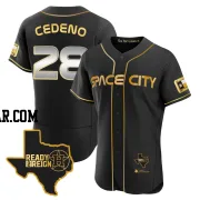 Cesar Cedeno Men's Houston Astros Black/Gold Authentic 2023 Space City Ready 2 Reign Flex Base Jersey