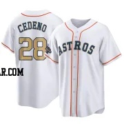 Cesar Cedeno Men's Houston Astros Gold Replica White 2023 Collection Jersey