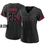 Cesar Cedeno Women's Cincinnati Reds Black Authentic 2023 City Connect Jersey