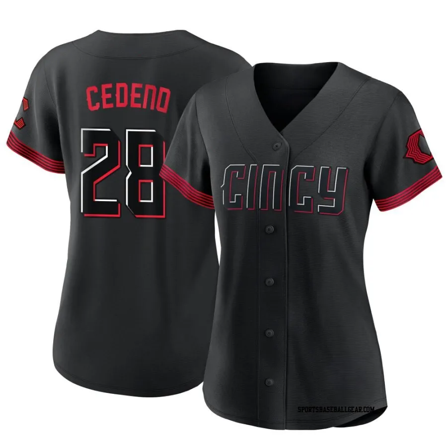 Cesar Cedeno Women's Cincinnati Reds Black Replica 2023 City Connect Jersey