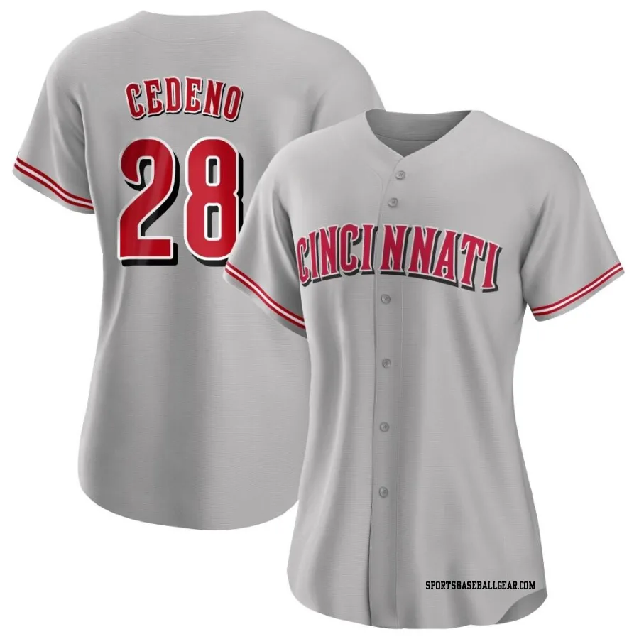 Cesar Cedeno Women's Cincinnati Reds Gray Authentic Road Jersey