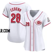 Cesar Cedeno Women's Cincinnati Reds White Limited Home Jersey