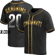 Cesar Geronimo Men's Cincinnati Reds Black Golden Replica Alternate Jersey