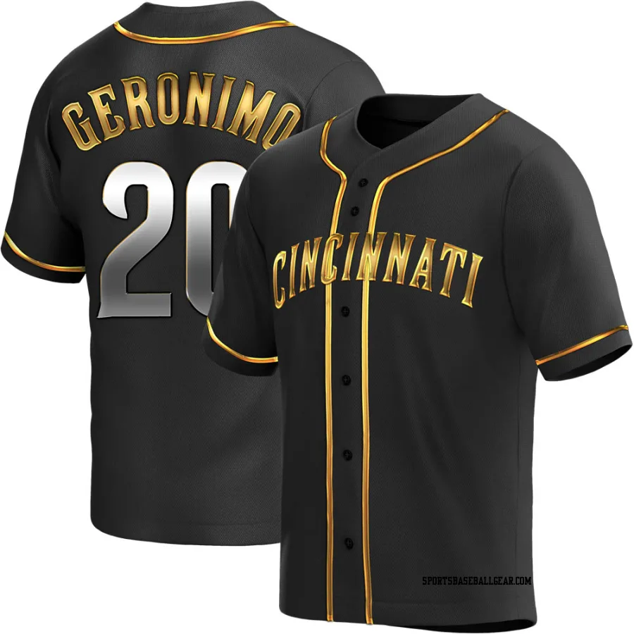 Cesar Geronimo Men's Cincinnati Reds Black Golden Replica Alternate Jersey