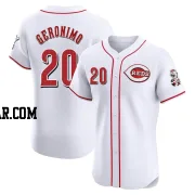 Cesar Geronimo Men's Cincinnati Reds White Elite Home Patch Jersey