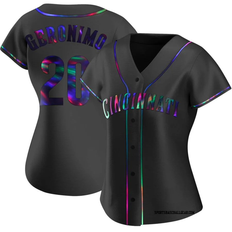 Cesar Geronimo Women's Cincinnati Reds Black Holographic Replica Alternate Jersey