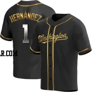 Cesar Hernandez Men's Washington Nationals Black Golden Replica Alternate Jersey