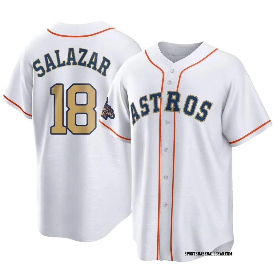 Cesar Salazar Men's Houston Astros Gold Replica White 2023 Collection Jersey