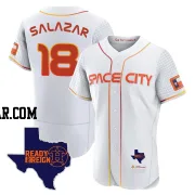 Cesar Salazar Men's Houston Astros White Authentic 2023 Space City Ready 2 Reign Flex Base Jersey