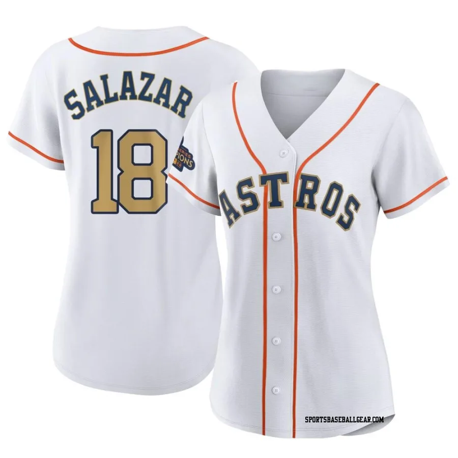 Cesar Salazar Women's Houston Astros Gold Authentic White 2023 Collection Jersey