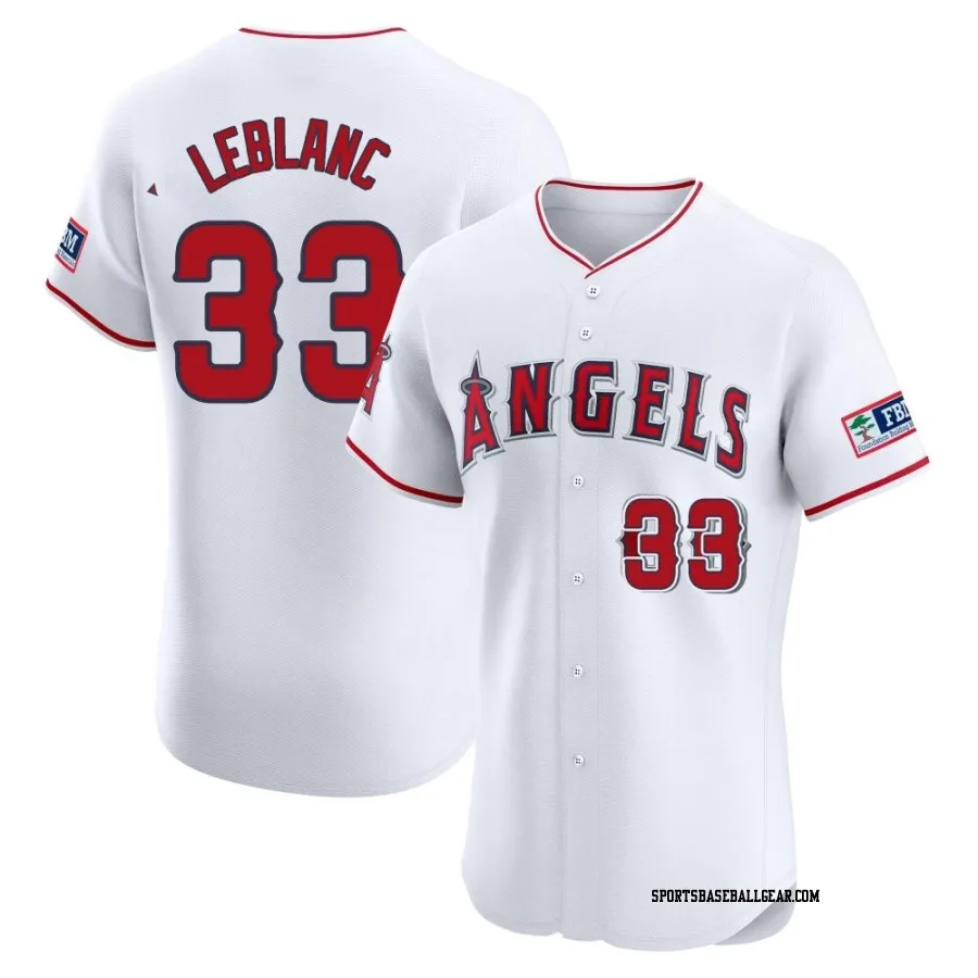 Charles Leblanc Men's Los Angeles Angels White Elite Home Patch Jersey