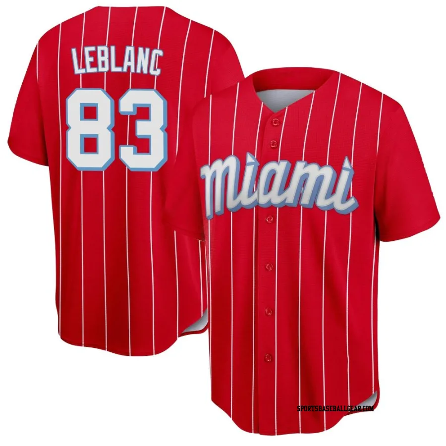 Charles Leblanc Men's Miami Marlins Red Replica 2021 City Connect Jersey