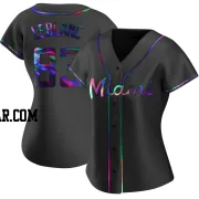 Charles Leblanc Women's Miami Marlins Black Holographic Replica Alternate Jersey