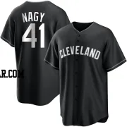 Charles Nagy Men's Cleveland Guardians Black/White Replica Jersey