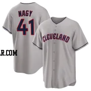 Charles Nagy Men's Cleveland Guardians Gray Replica Road Jersey