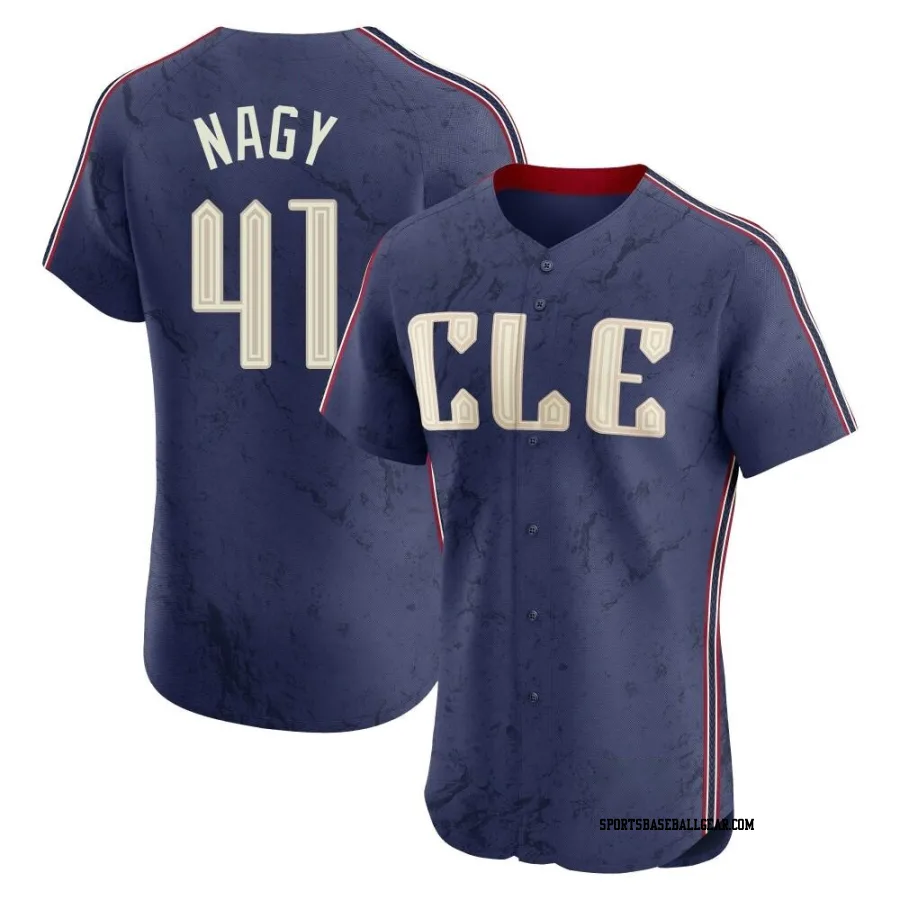 Charles Nagy Men's Cleveland Guardians Navy Elite 2024 City Connect Jersey