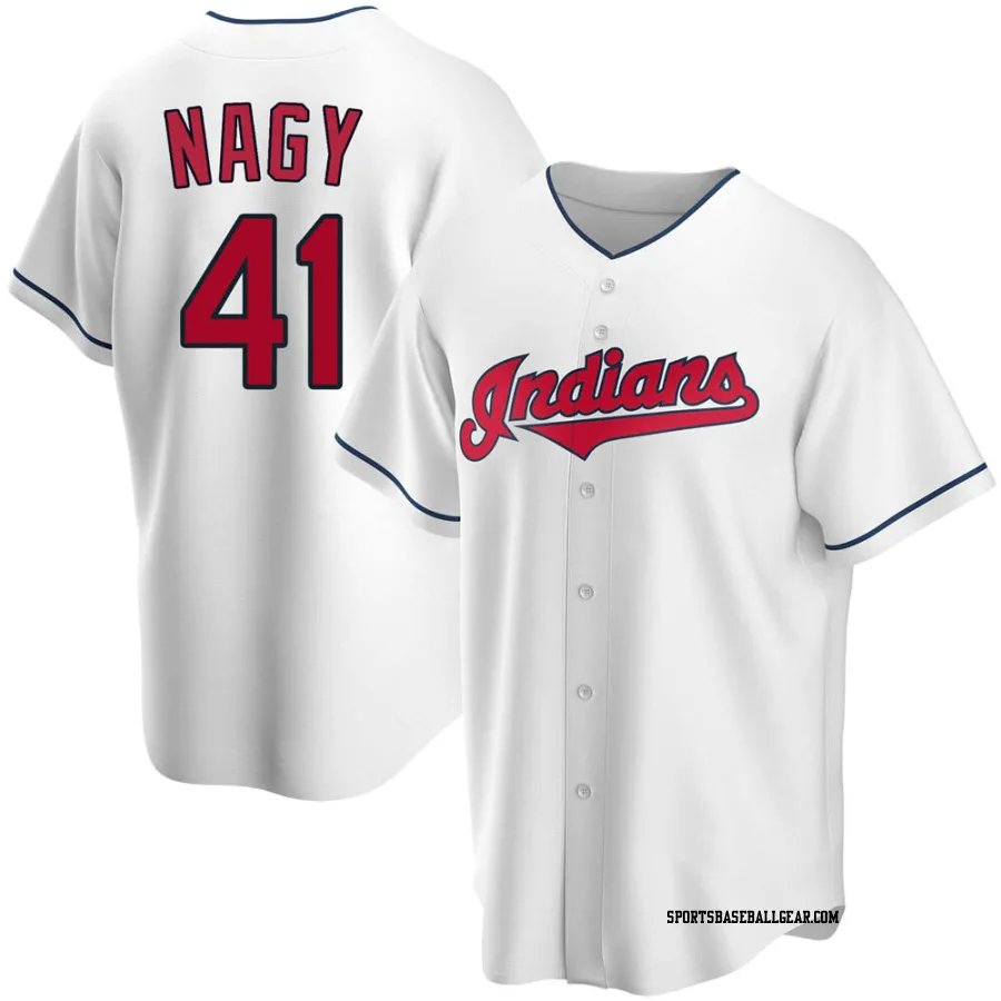 Charles Nagy Men's Cleveland Guardians White Replica Home Jersey