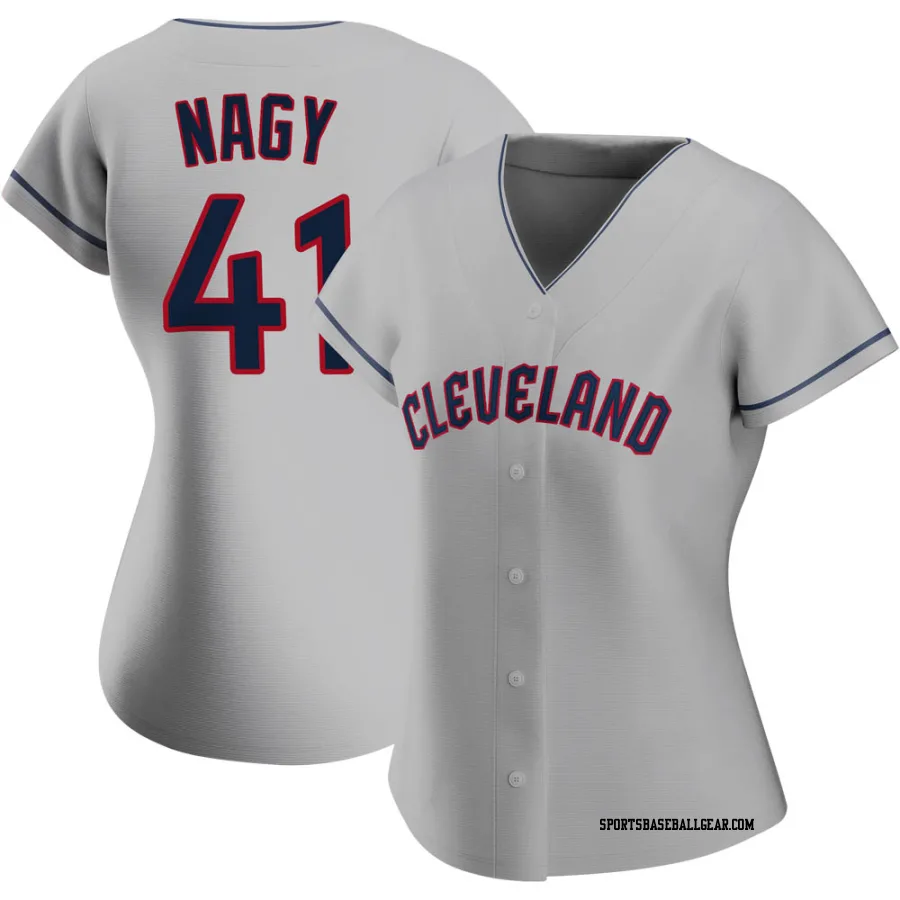 Charles Nagy Women's Cleveland Guardians Gray Replica Road Jersey