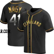 Charles Nagy Youth Cleveland Guardians Black Golden Replica Alternate Jersey