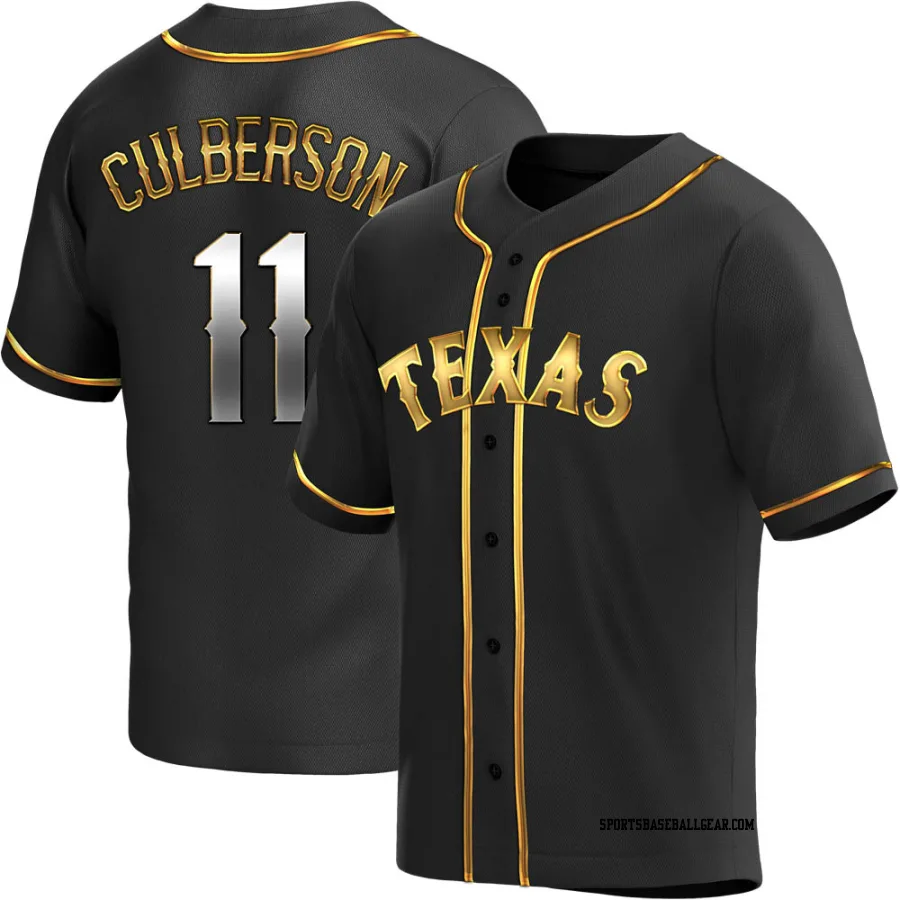 Charlie Culberson Men's Texas Rangers Black Golden Replica Alternate Jersey