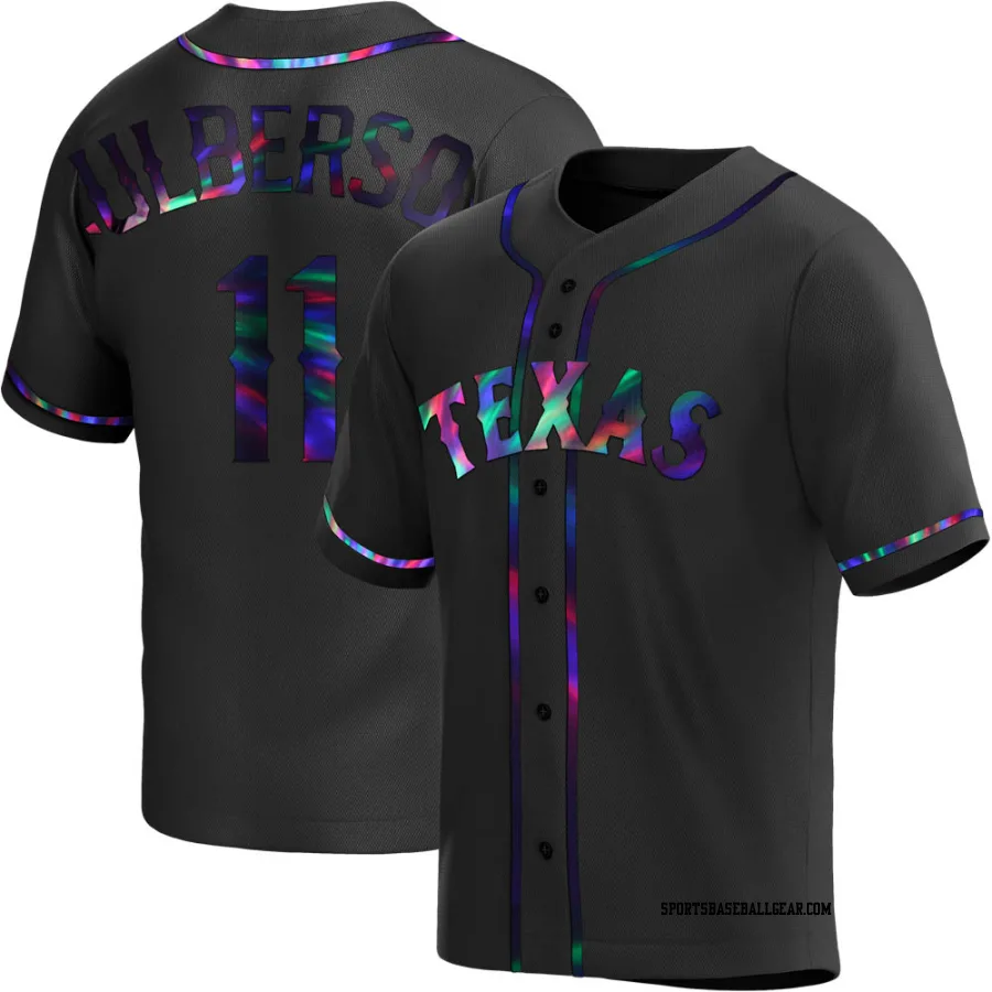 Charlie Culberson Men's Texas Rangers Black Holographic Replica Alternate Jersey