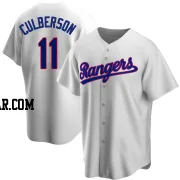 Charlie Culberson Men's Texas Rangers White Replica Home Cooperstown Collection Jersey