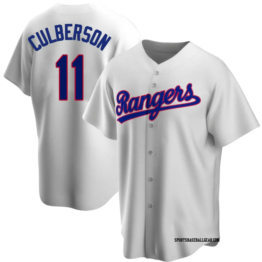 Charlie Culberson Men's Texas Rangers White Replica Home Cooperstown Collection Jersey