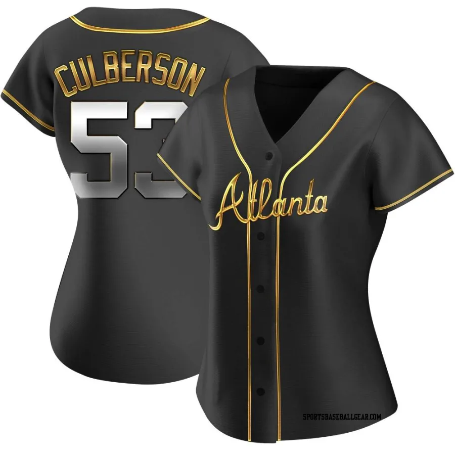 Charlie Culberson Women's Atlanta Braves Black Golden Replica Alternate Jersey