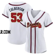 Charlie Culberson Women's Atlanta Braves Gold Authentic White 2022 Program Jersey