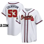 Charlie Culberson Youth Atlanta Braves Gold Replica White 2022 Program Jersey