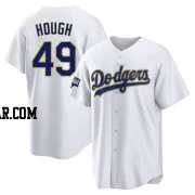 Charlie Hough Men's Los Angeles Dodgers White/Gold Replica 2021 Gold Program Player Jersey