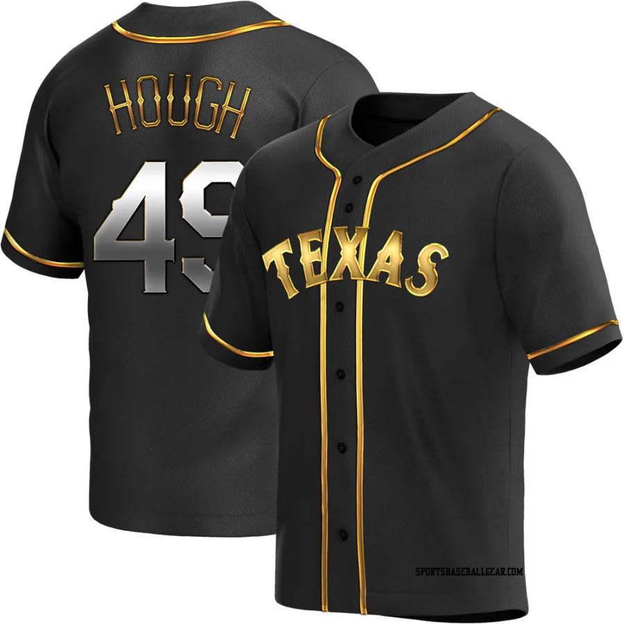 Charlie Hough Men's Texas Rangers Black Golden Replica Alternate Jersey