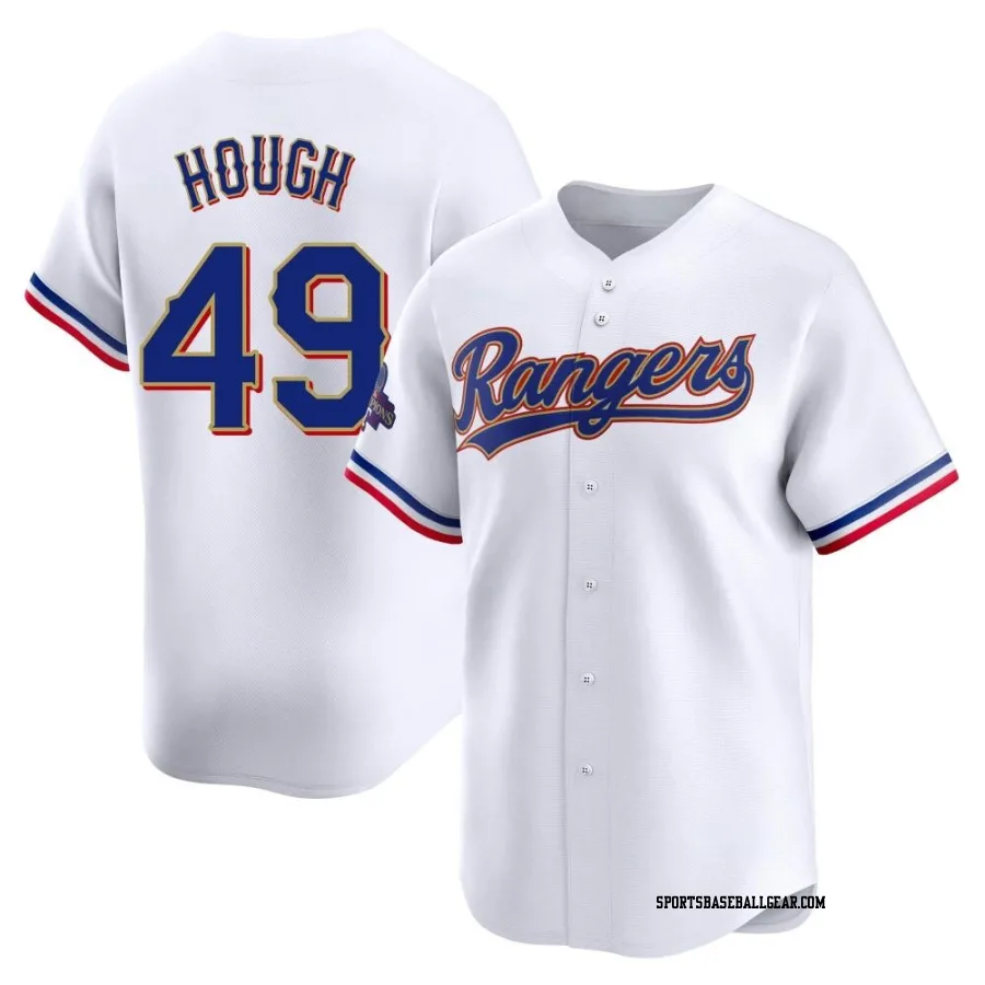 Charlie Hough Men's Texas Rangers Gold Limited White 2024 Collection Jersey