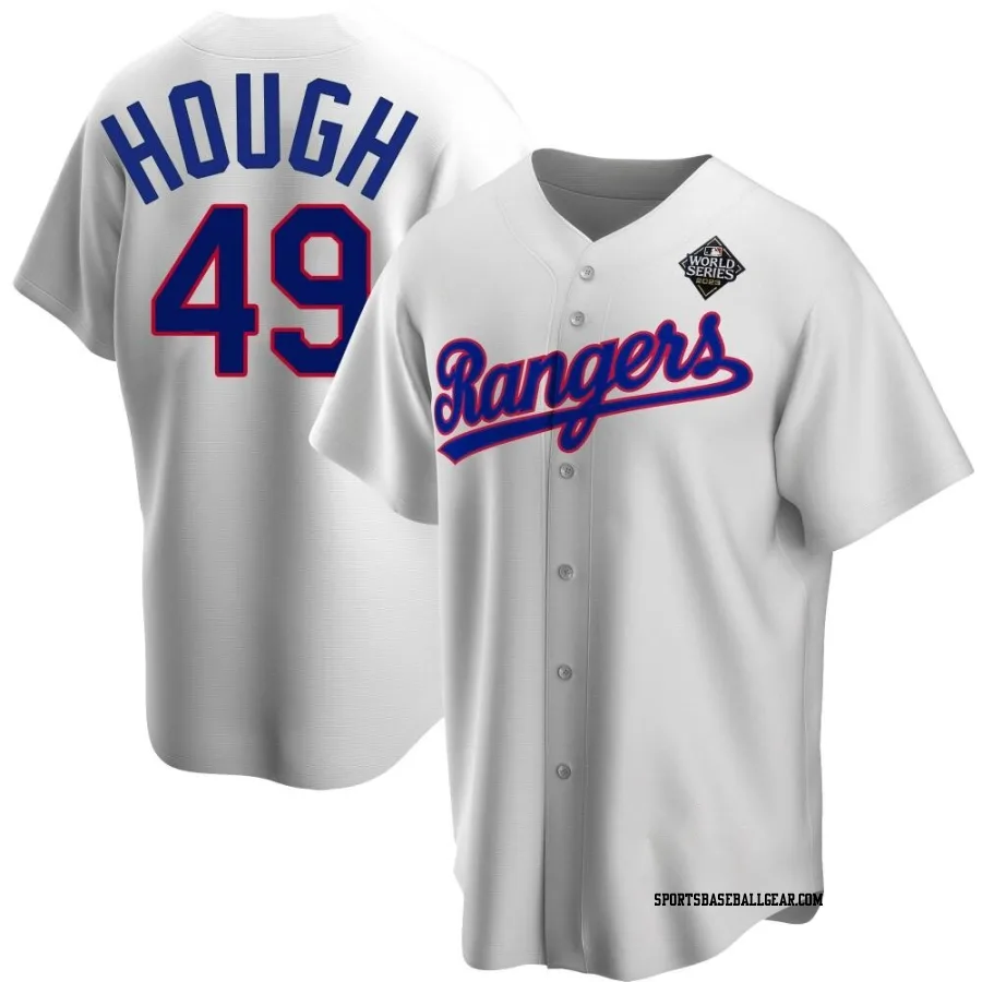 Charlie Hough Men's Texas Rangers White Replica Home Cooperstown Collection 2023 World Series Jersey