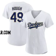 Charlie Hough Women's Los Angeles Dodgers White/Gold Authentic 2021 Gold Program Player Jersey