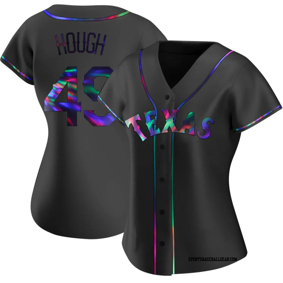 Charlie Hough Women's Texas Rangers Black Holographic Replica Alternate Jersey