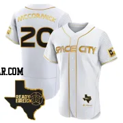 Chas McCormick Men's Houston Astros White/Gold Authentic 2023 Space City Ready 2 Reign Flex Base Jersey