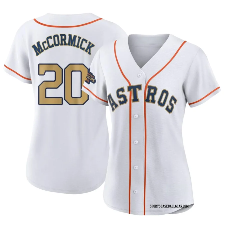 Chas McCormick Women's Houston Astros Gold Replica White 2023 Collection Jersey