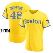 Chase Anderson Men's Boston Red Sox Gold/Light Authentic Blue 2021 City Connect Jersey