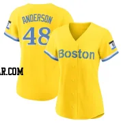 Chase Anderson Women's Boston Red Sox Gold/Light Authentic Blue 2021 City Connect Player Jersey