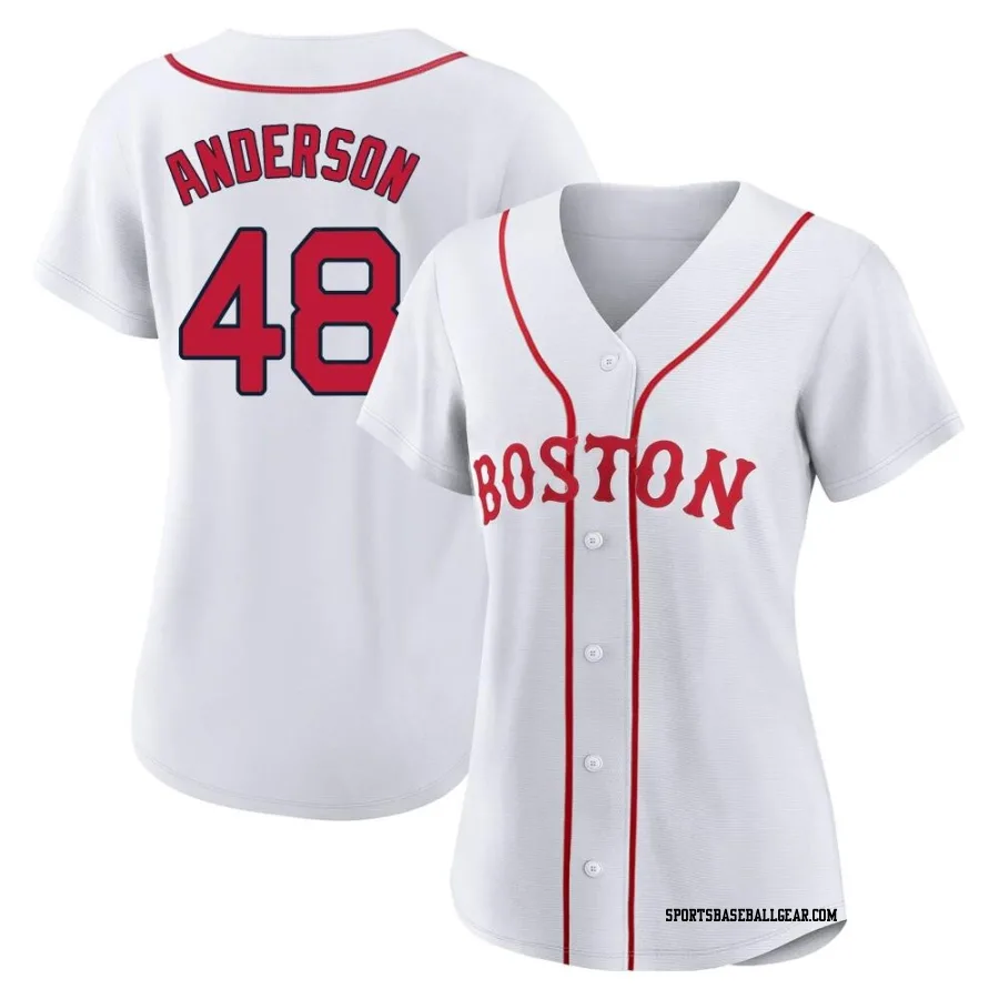 Chase Anderson Women's Boston Red Sox White Authentic 2021 Patriots' Day Jersey