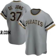 Chase De Jong Men's Pittsburgh Pirates Gray Replica Road Cooperstown Collection Jersey