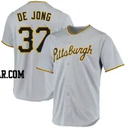 Chase De Jong Men's Pittsburgh Pirates Gray Replica Road Jersey