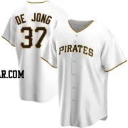 Chase De Jong Men's Pittsburgh Pirates White Replica Home Jersey