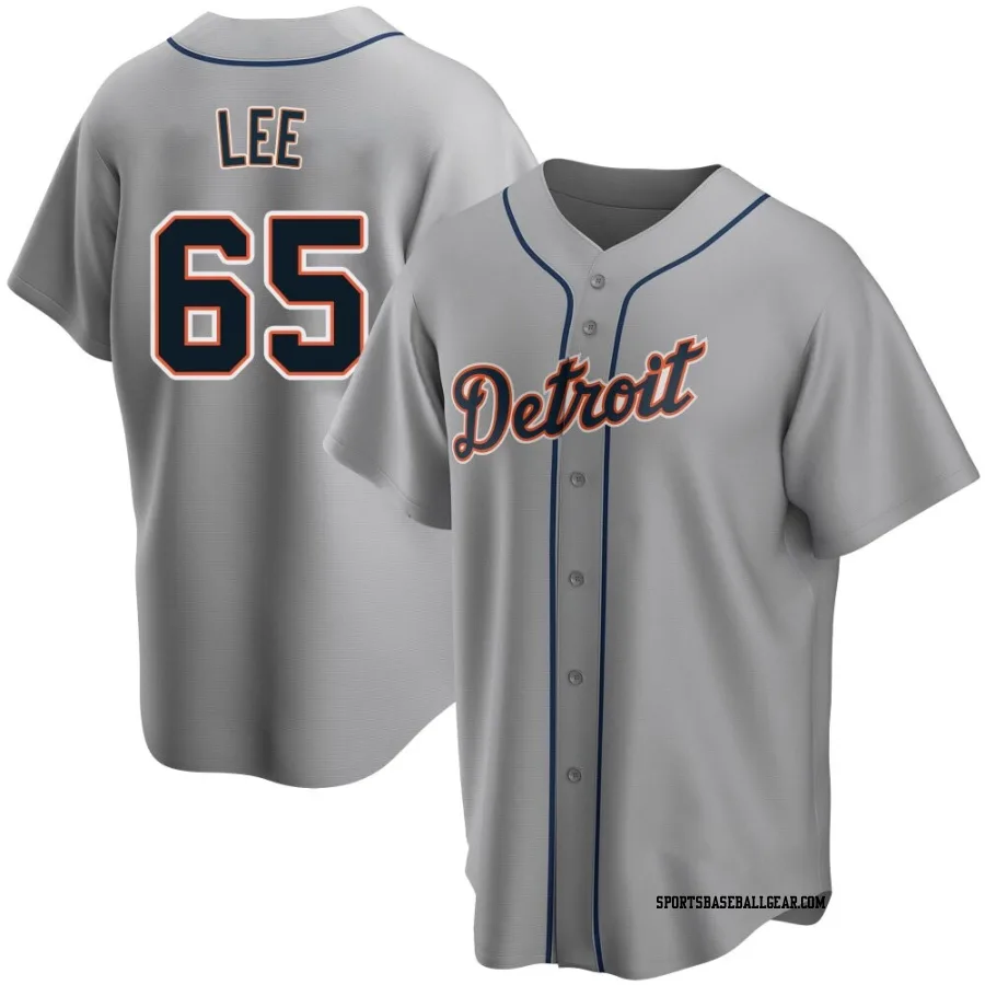 Chase Lee Men's Detroit Tigers Gray Replica Road Jersey